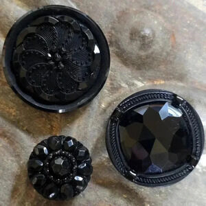 Set of 3 Vintage Inspired Black Button Magnets (Set 1)